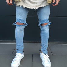 Load image into Gallery viewer, QoolXCWear new Jeans Hole Jogger Skinny Jeans Men Biker Jeans Pencil Pant Mens Zipper Ripped Jeans  Men