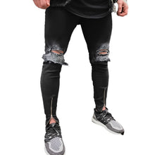 Load image into Gallery viewer, QoolXCWear new Jeans Hole Jogger Skinny Jeans Men Biker Jeans Pencil Pant Mens Zipper Ripped Jeans  Men