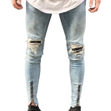 Load image into Gallery viewer, QoolXCWear new Jeans Hole Jogger Skinny Jeans Men Biker Jeans Pencil Pant Mens Zipper Ripped Jeans  Men