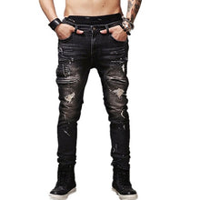 Load image into Gallery viewer, 2018 New Fashion Men Jeans European High Street Motorcycle Biker Jeans Men Hip Hop Jeans Men