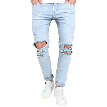 2018 New Fashion Men Jeans European High Street Motorcycle Biker Jeans Men Hip Hop Jeans Men