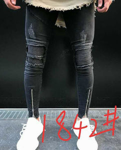 2018 New Fashion Men Jeans European High Street Motorcycle Biker Jeans Men Hip Hop Jeans Men